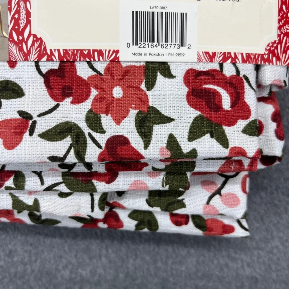 Laura Ashley Shower Curtain Emogene 72x72 Red Pink Floral Cotton Blend New